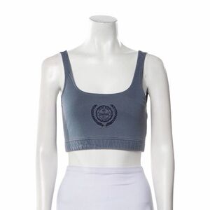 Anine Bing x Reebok Logo Cotton Bralette Tank Scoop Neck Crop Top Blue XL NWT